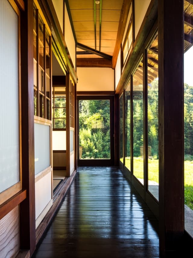 Historic Japanese architecture made entirely of natural materials.