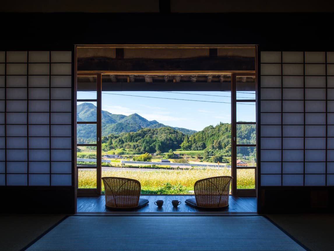Historic Japanese architecture made entirely of natural materials.